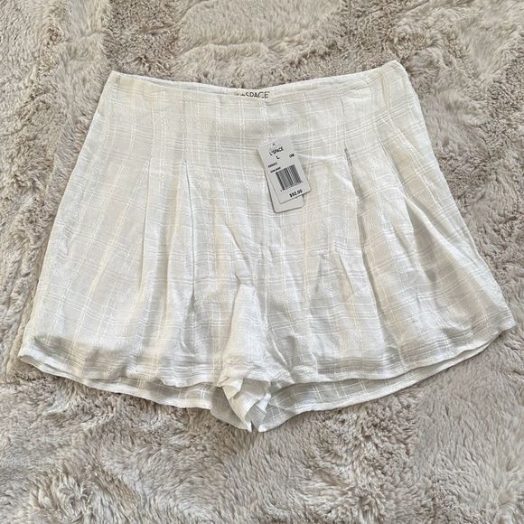 L*Space Ioana Shorts Plaid Textured Mini Cream Size L - Picture 3 of 9